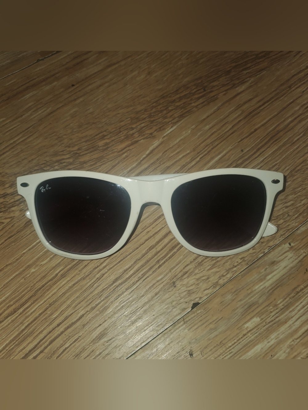 Ray-Ban White Frame Sunglasses with Dark Lenses
